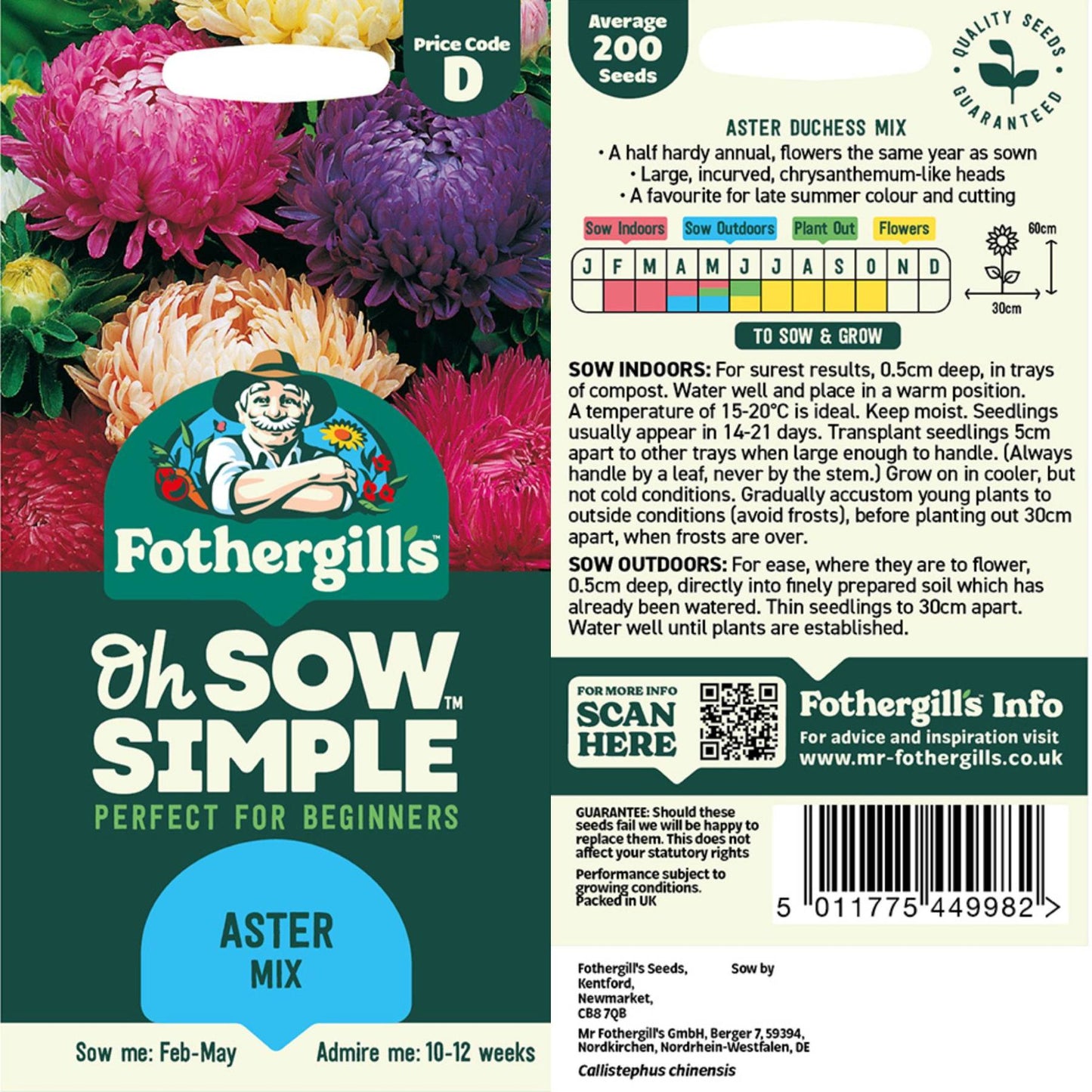 Aster mix seed packet information