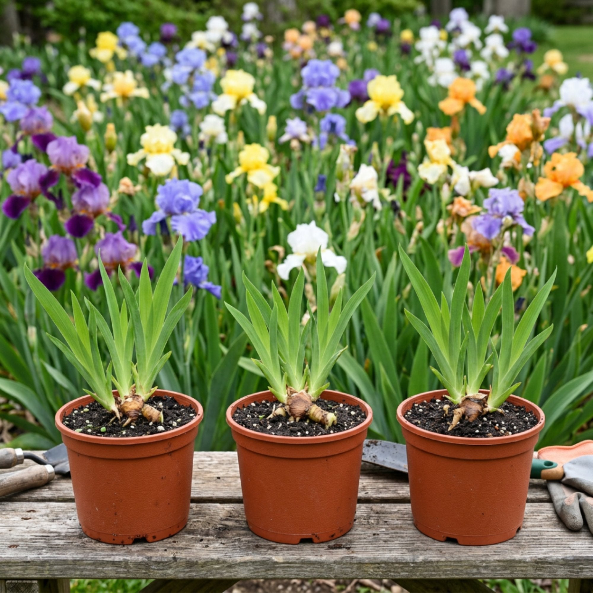 can you plant irises in pots Potted Colorful Bearded Iris Mix