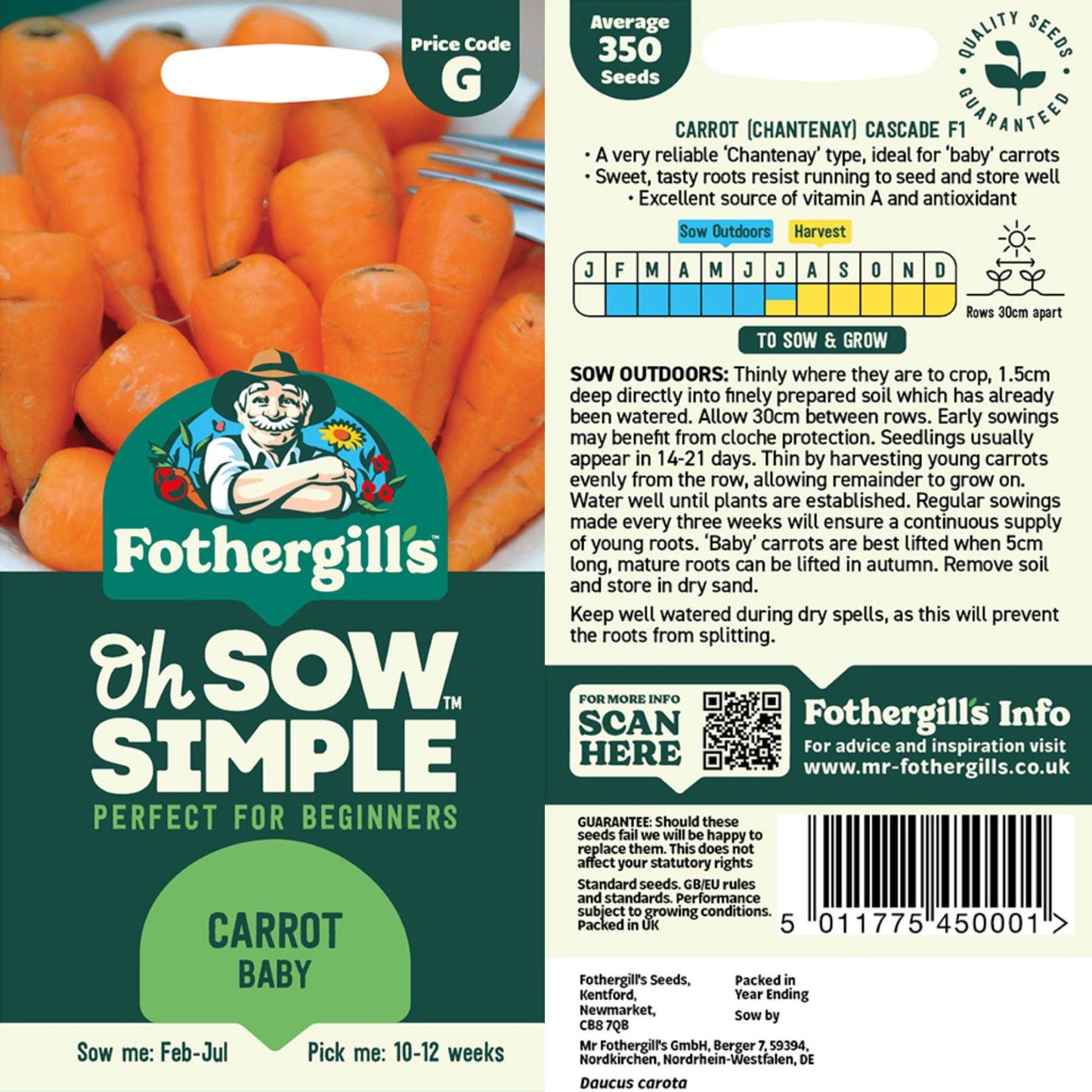 Baby carrots seed packet information