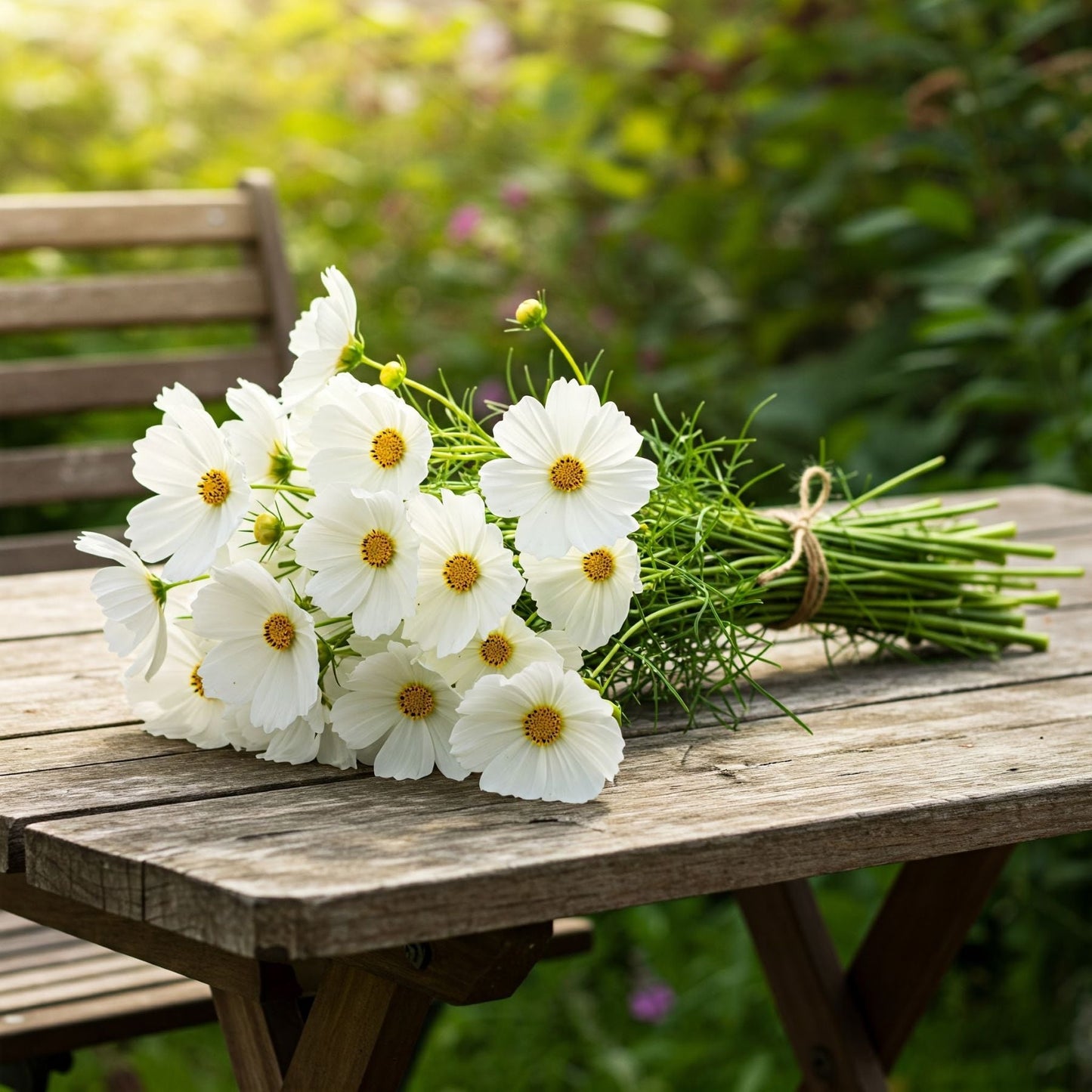 Cosmos white cut flower bouquet
