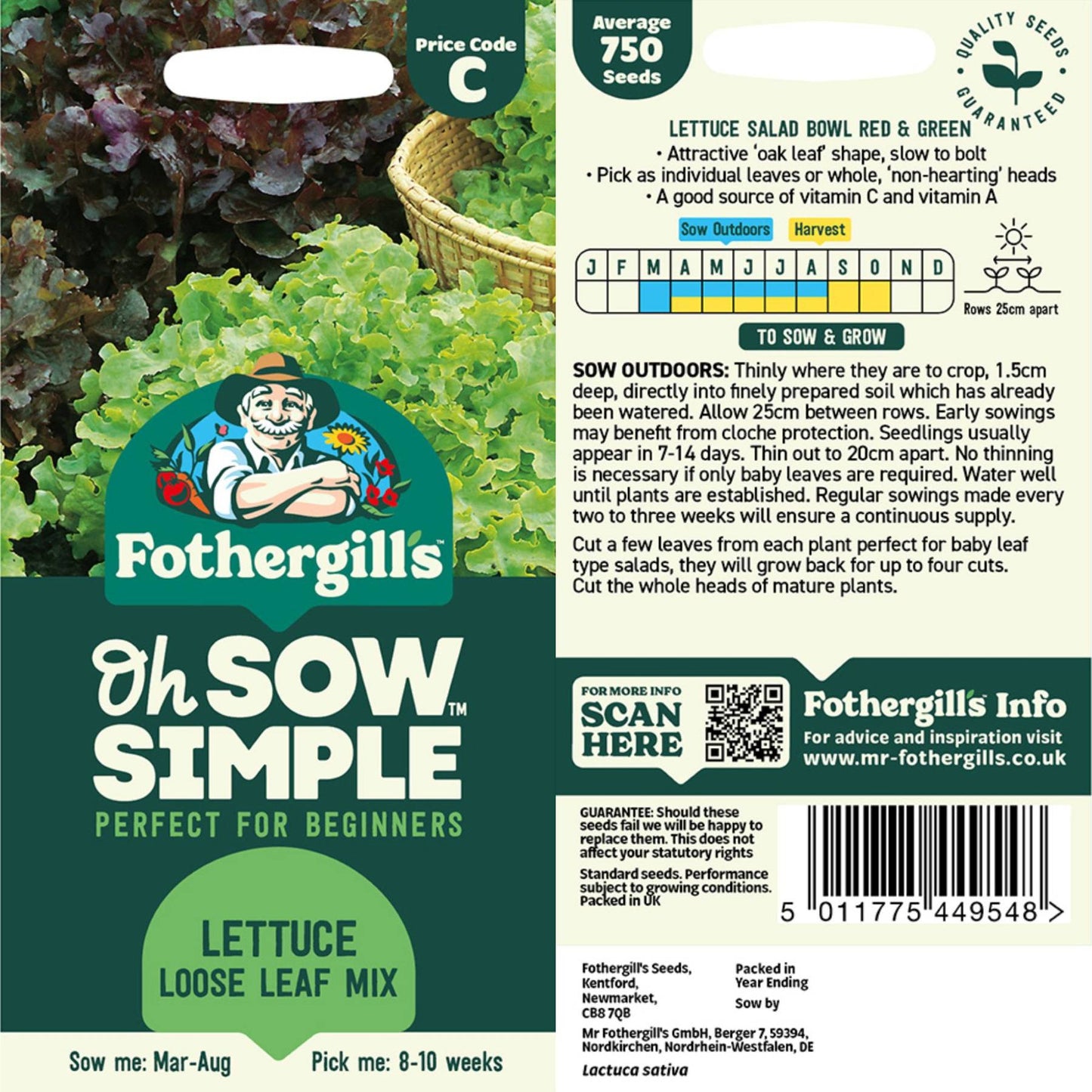 Lettuce Loose Leaf Mix seed packet information