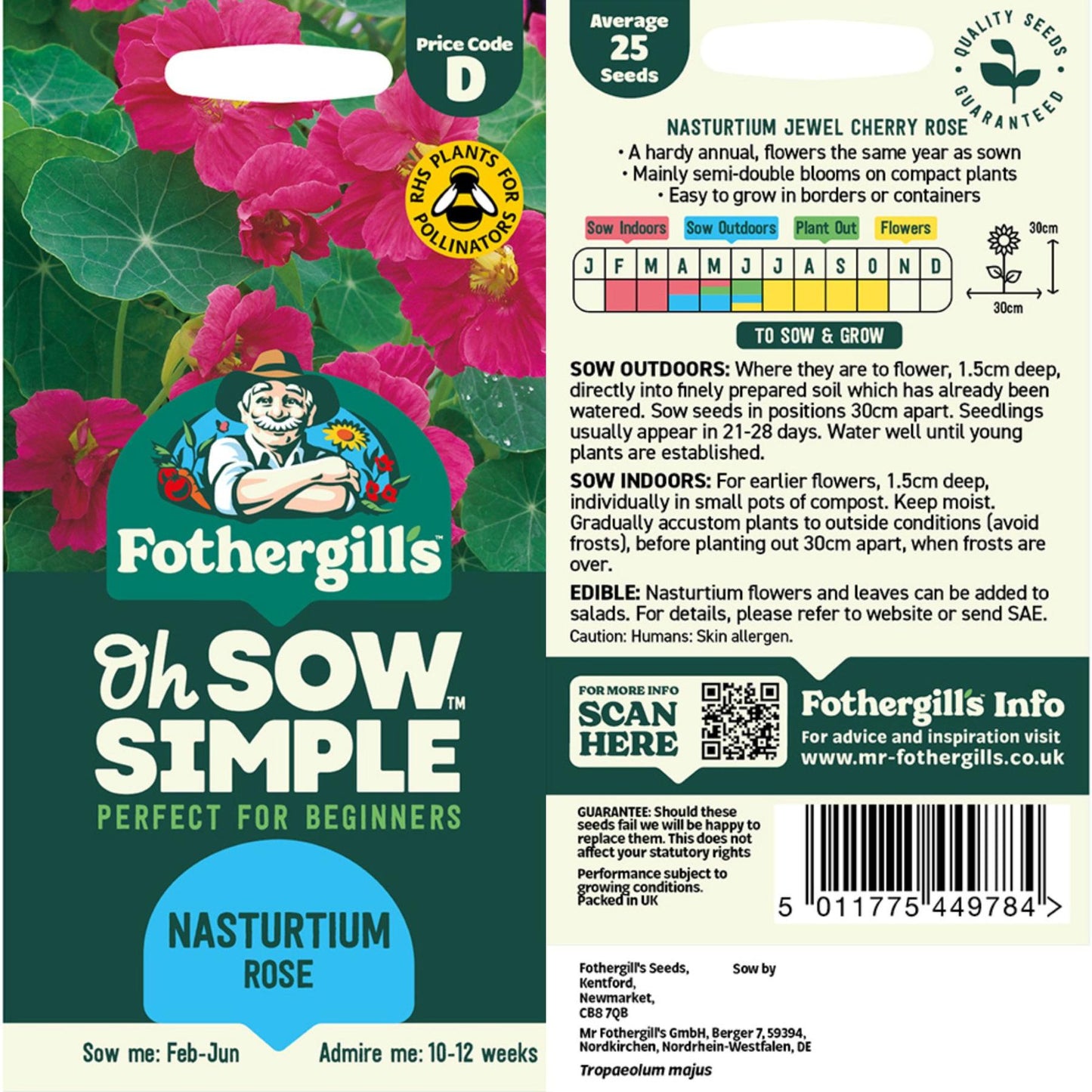 Nasturtium Rose seed packed information