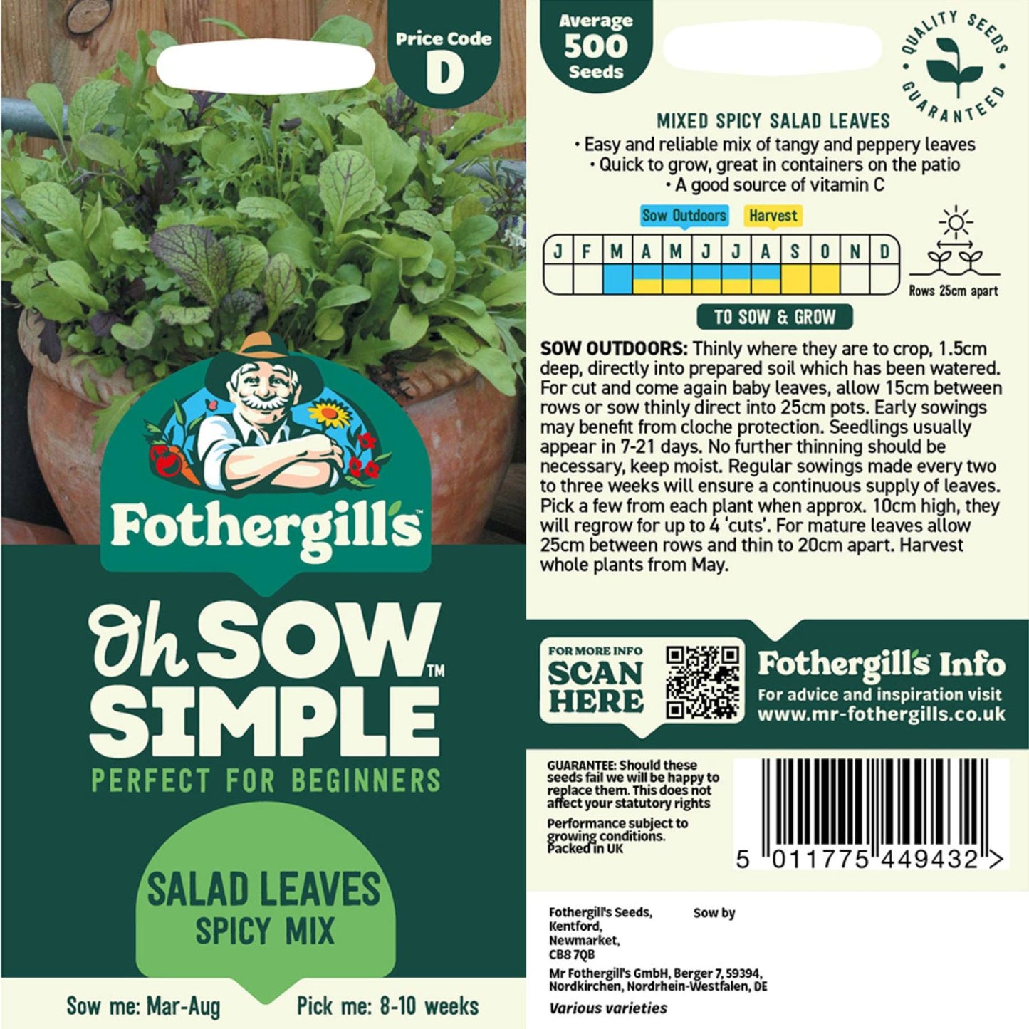 Mixed spicy salad leaves mix seed packet information