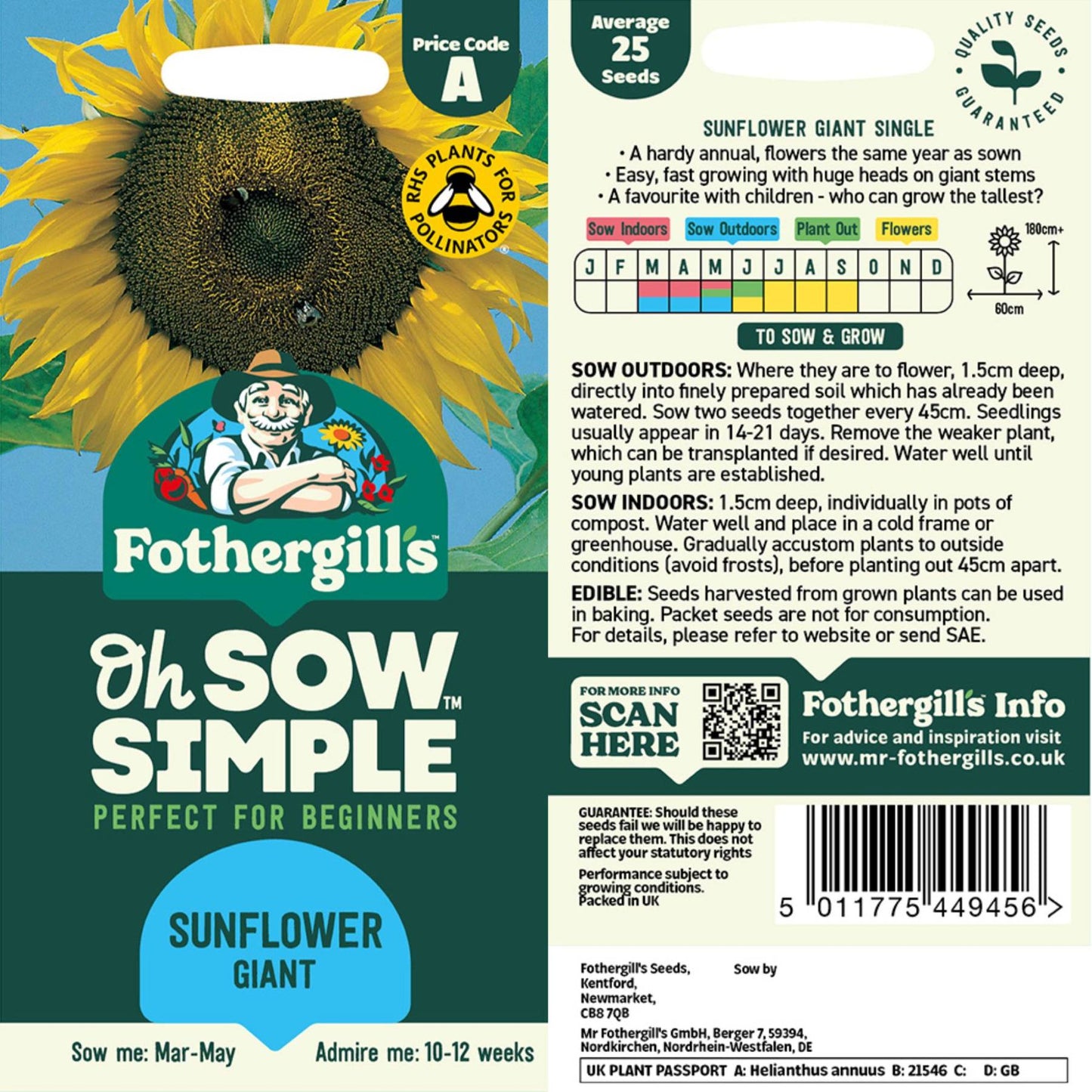 Sunflower Giant seed packet information