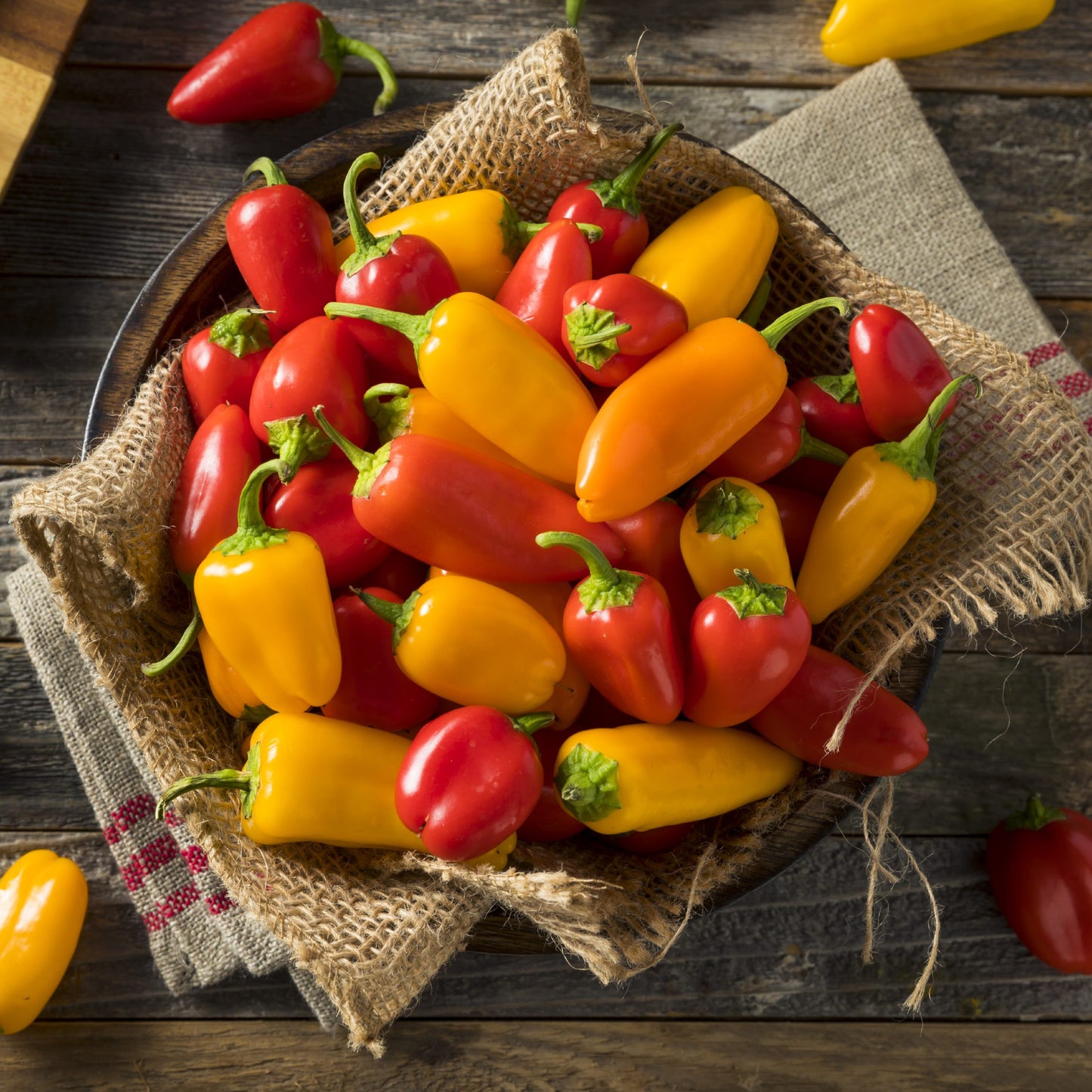 snacking peppers on table