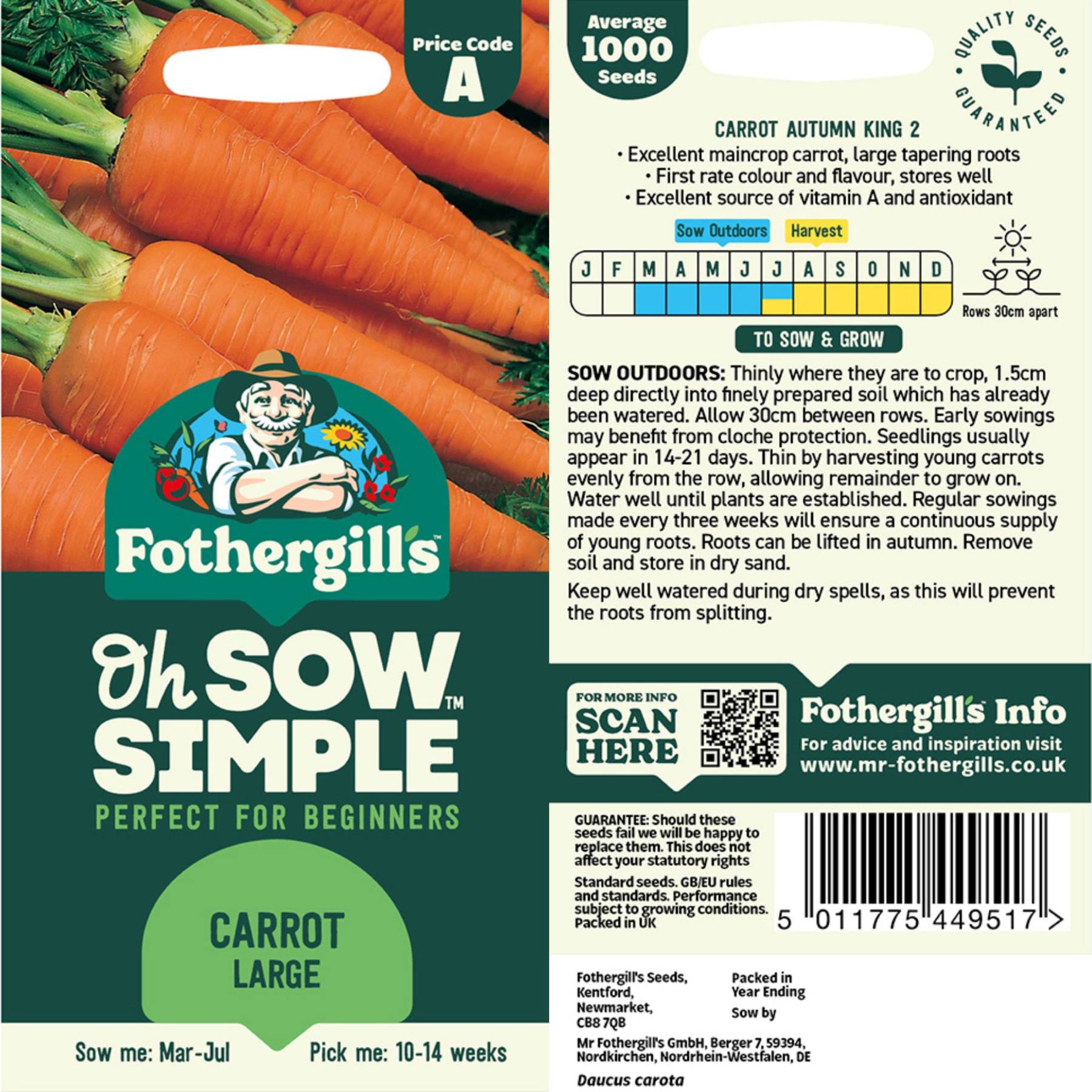 best carrot seeds to plant Easy to Grow Bulbs Carrot Large Seed
