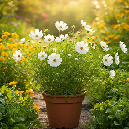 plant cosmos in pots Cosmos White Seed