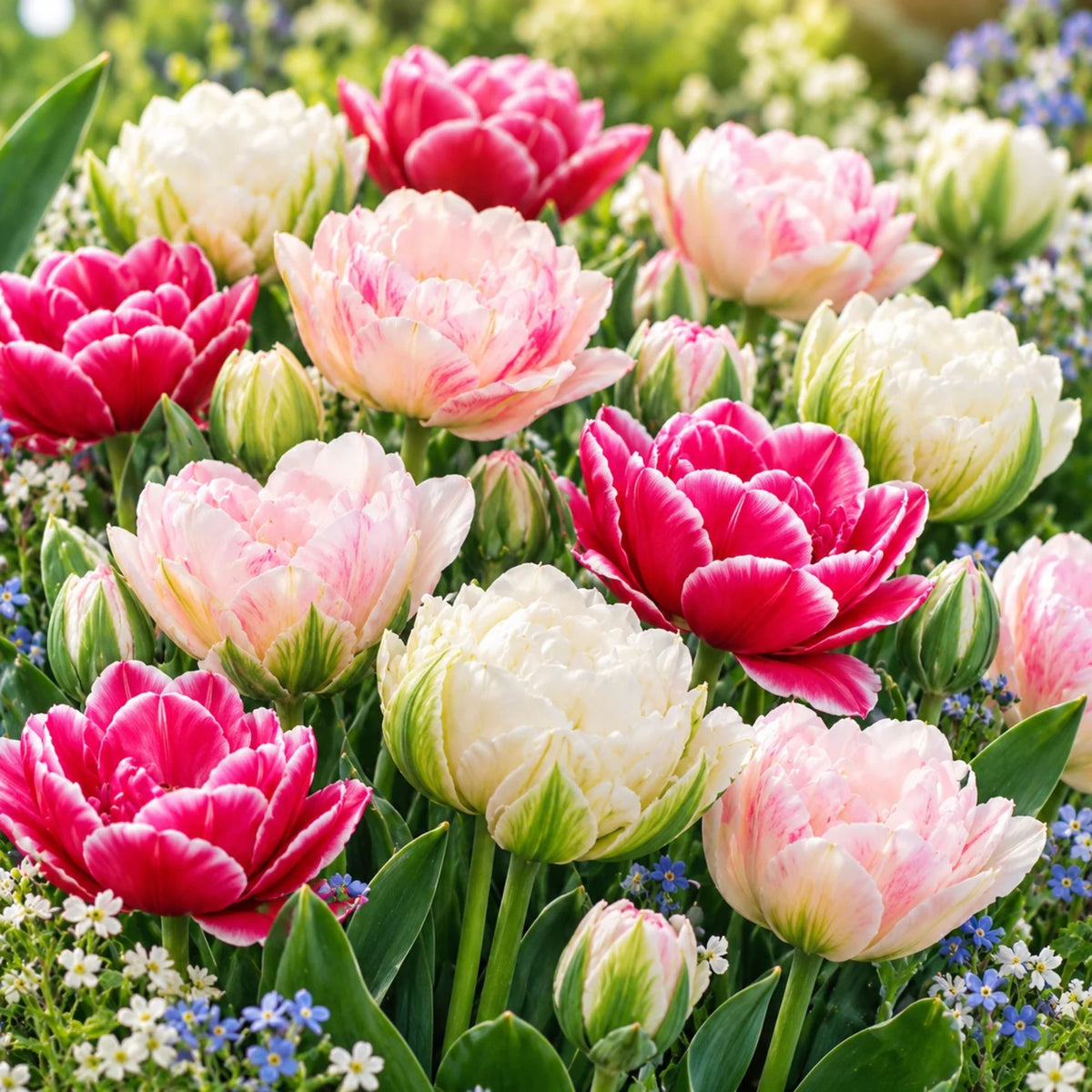 Close Up Pic of Pink & White Tulips in Bloom
