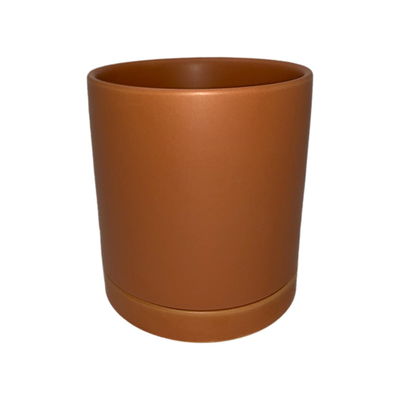 terracotta ceramic pot with saucer