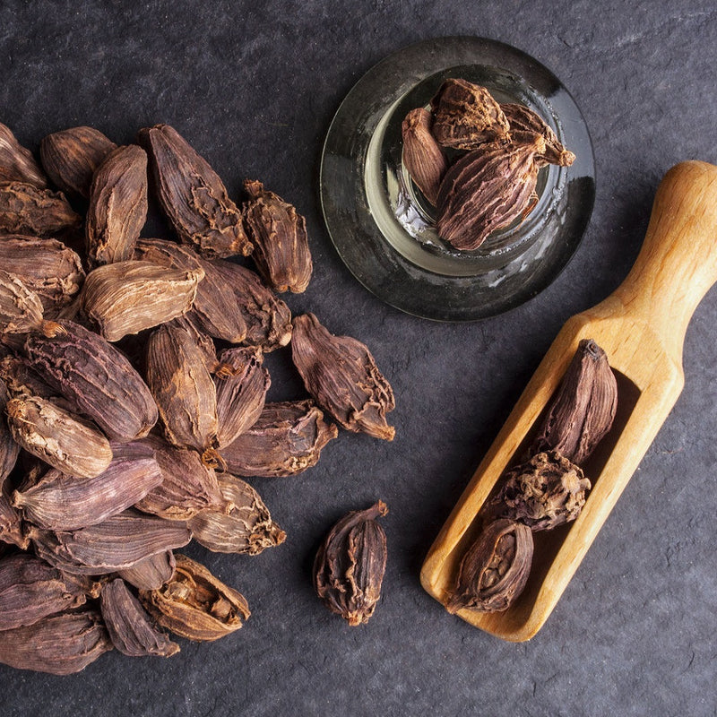 Crack open mature, dried seed pods and you will find the seeds commonly known as Black Cardamom or Nepal Cardamom - so very popular in Indian cuisine